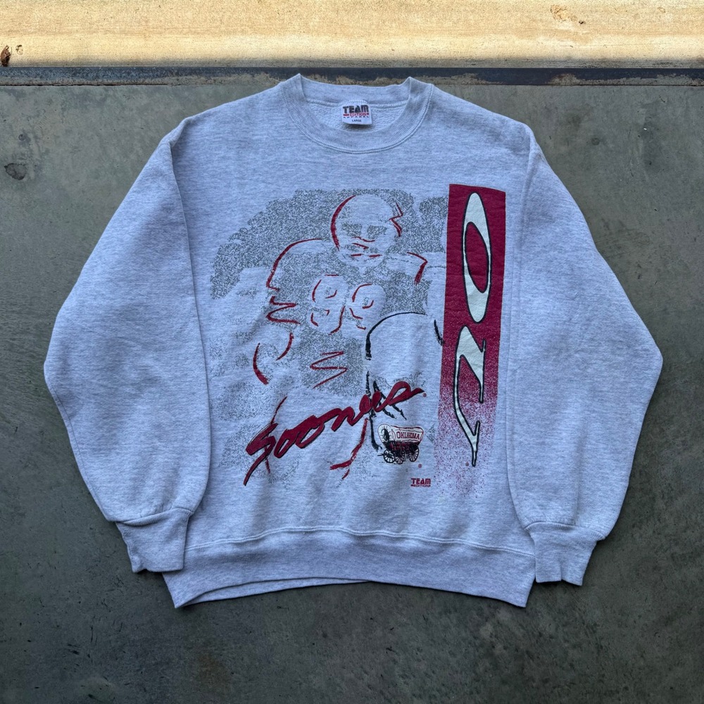 Vintage Team Edition Oklahoma Sooners Sweatshirt Gray Graphic NCAA Football S